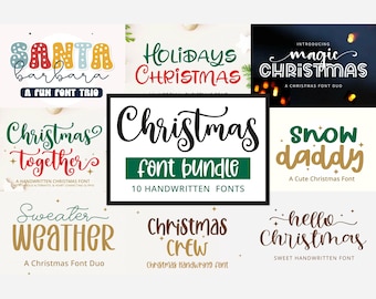 Pacote de fontes de Natal - Pacote de fontes Cricut, fontes de script, fontes de feriado, fontes manuscritas, fontes de fazenda, fontes com caudas e traços