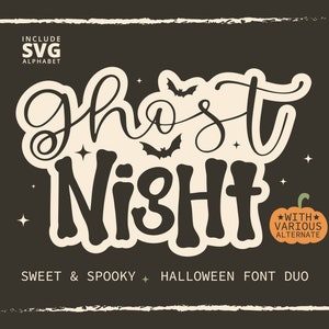 Bone & Spooky Font Duo - Letras fantasmales de Halloween, fuentes aterradoras para Cricut, Halloween y Witch SVG, letras de esqueleto aterradoras, fuente de bruja