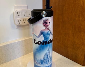 Nouveau gobelet de 22 oz, avec paille rabattable. « Elsa » contient de la glace 24 heures « Frozen »