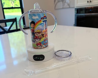 12 Oz  Sippy Cup Tumbler  With Handle, Straight tumbler Stainless Steel Todder Water Bottle. Come with 2  lids and a straw. Paw Patrol