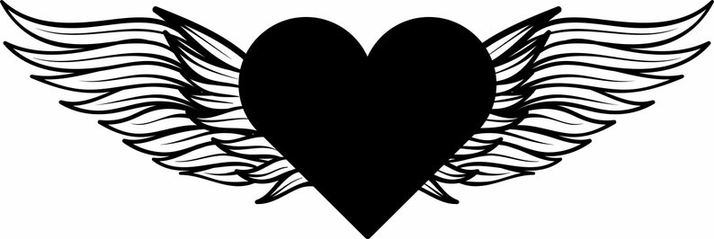 Download Printable Heart With Wings SVG Vector Downloadable Art | Etsy