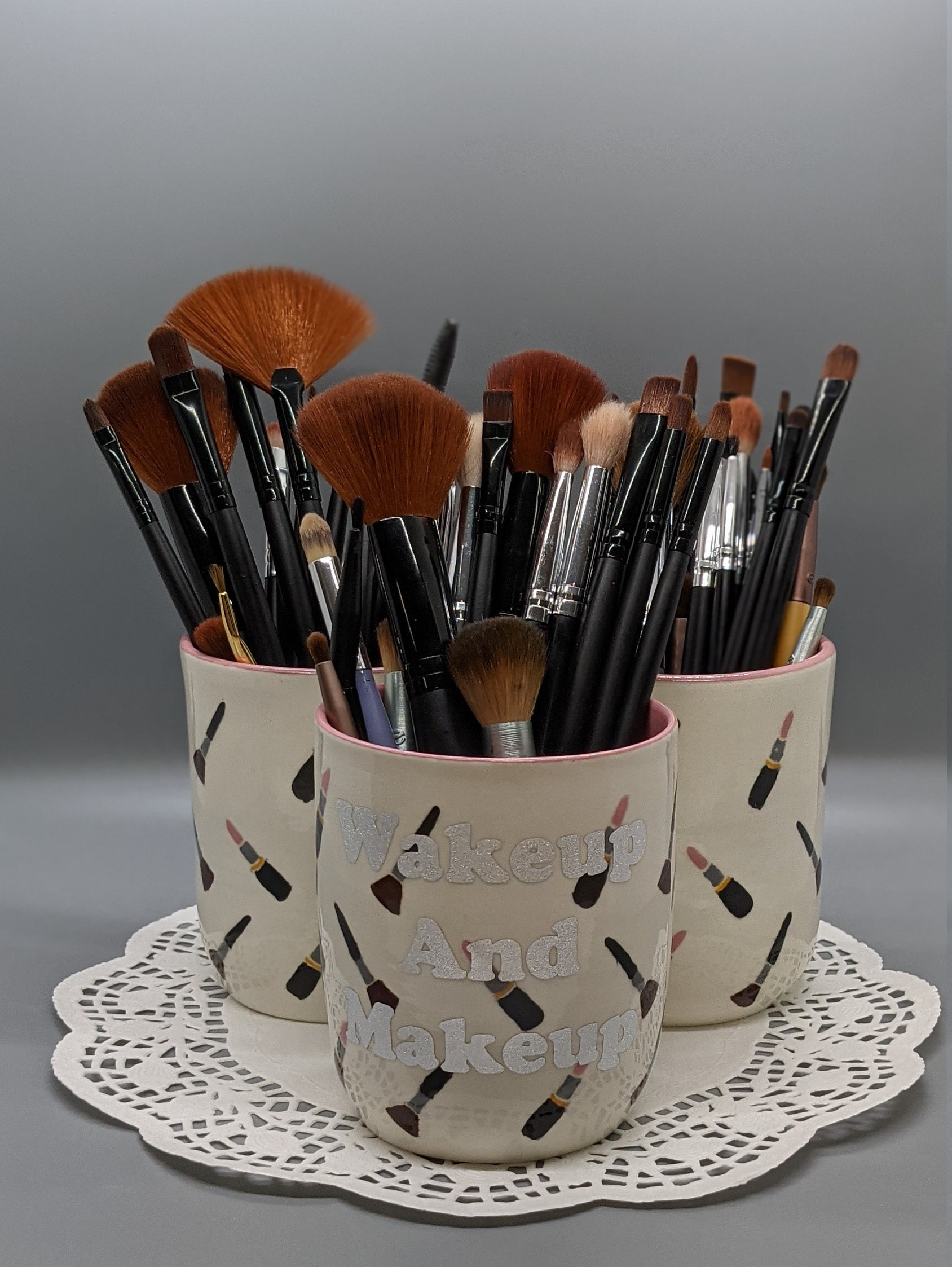 Handmade Ceramic Stoneware Light Pink Makeup Brush Holder Etsy