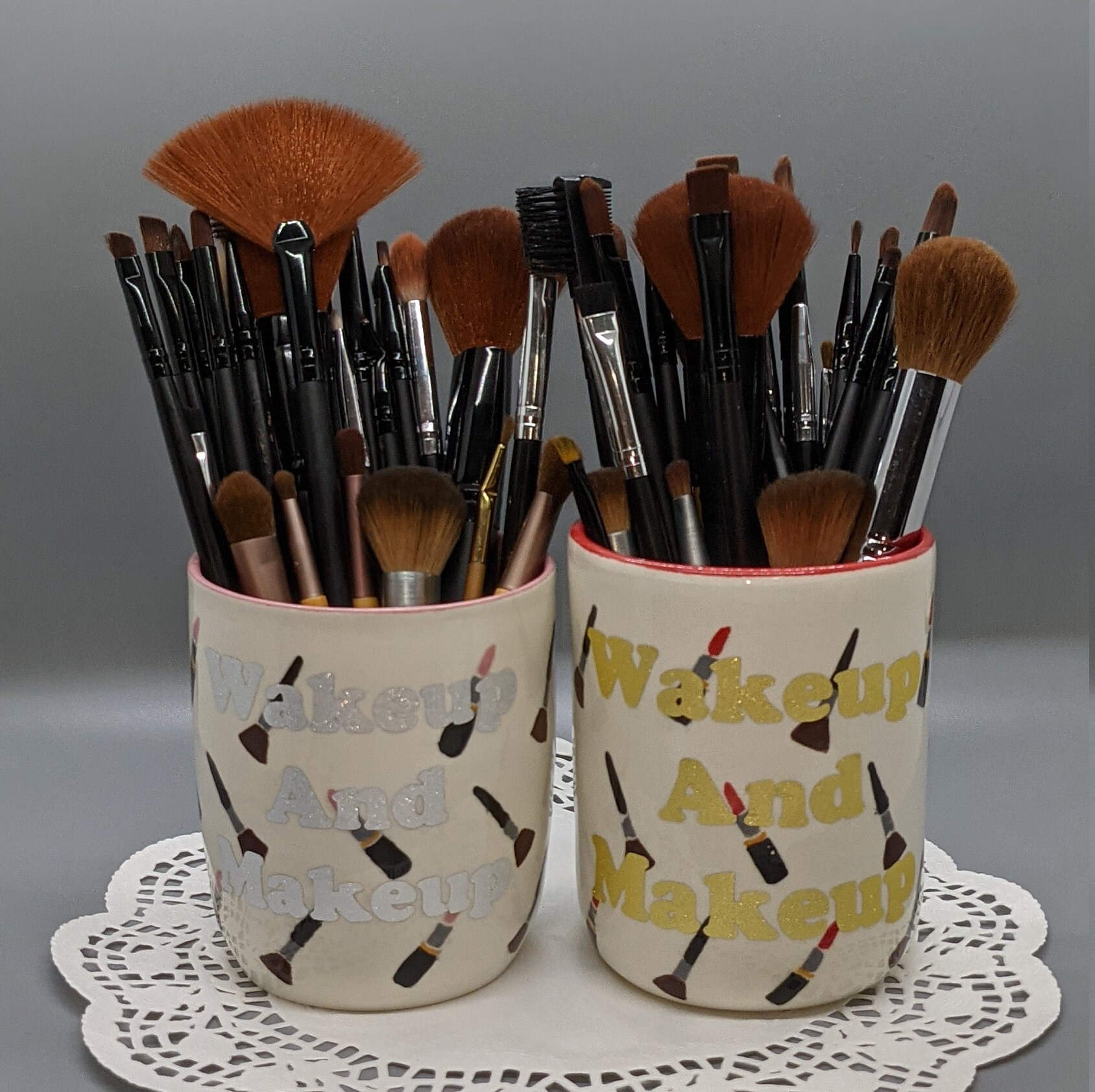 Handmade Ceramic Stoneware Light Pink Makeup Brush Holder Etsy