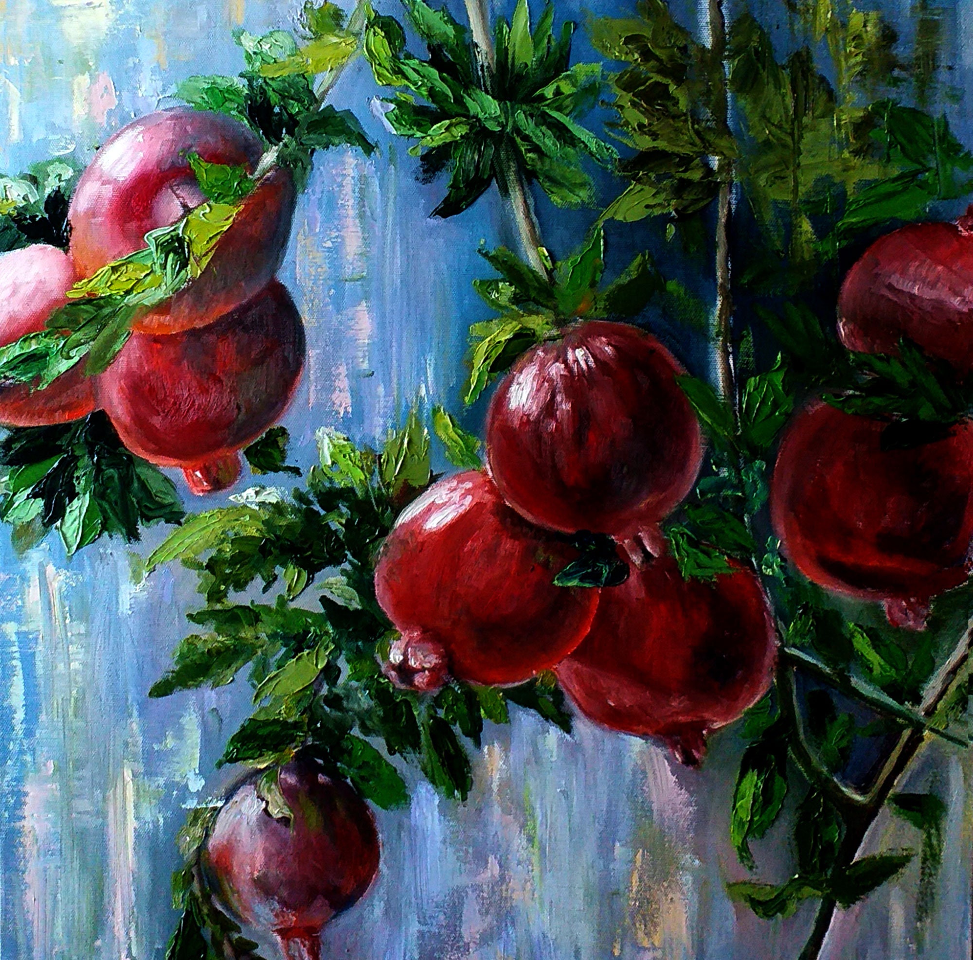 Pomegranate Tree Painting Floral Original Art 20 By 20 Nches FOR ORDER Il Fullxfull.4454460248 Mim8
