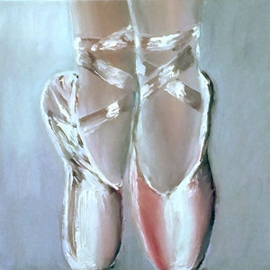 Ballet Shoes Painting Poine Original Art 8 by 8 Inches Oil Paintingon Canvas Ballerina Artwork by Olga Vedyagina