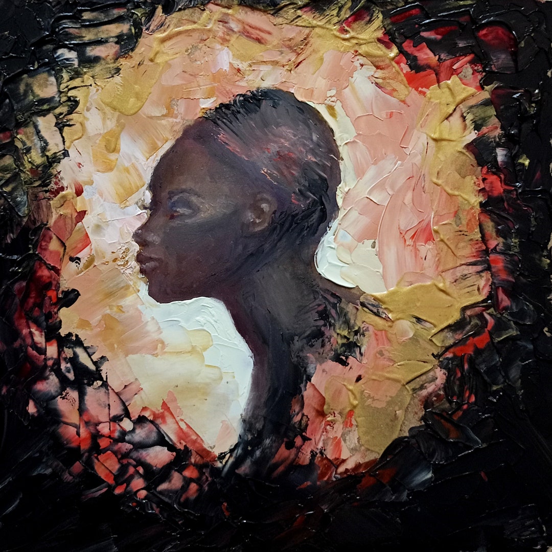 Black Woman Oil Painting Portrait Original Art 6x6 Inches Olgaarttr - Etsy