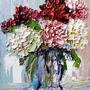Peony Painting Floral Original Art Impasto Flower Artwork 4 by 5 Inches Original Oil Painting