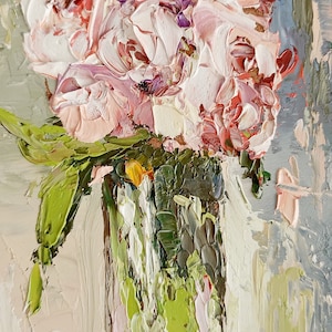 Peony Painting Floral Original Art 3,5 by 6 Inches Impasto Oil Painting Flower Artwork
