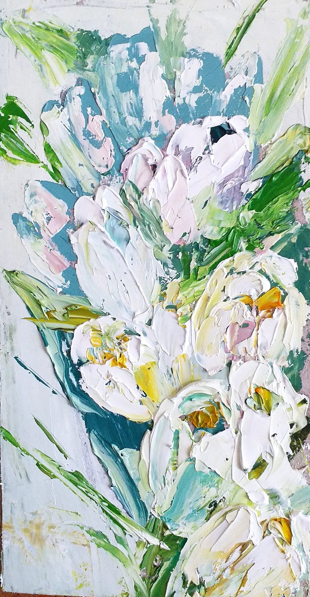 Impasto Tulip Painting: Floral Oil Painting on Panel, 4x7.5" - Etsy