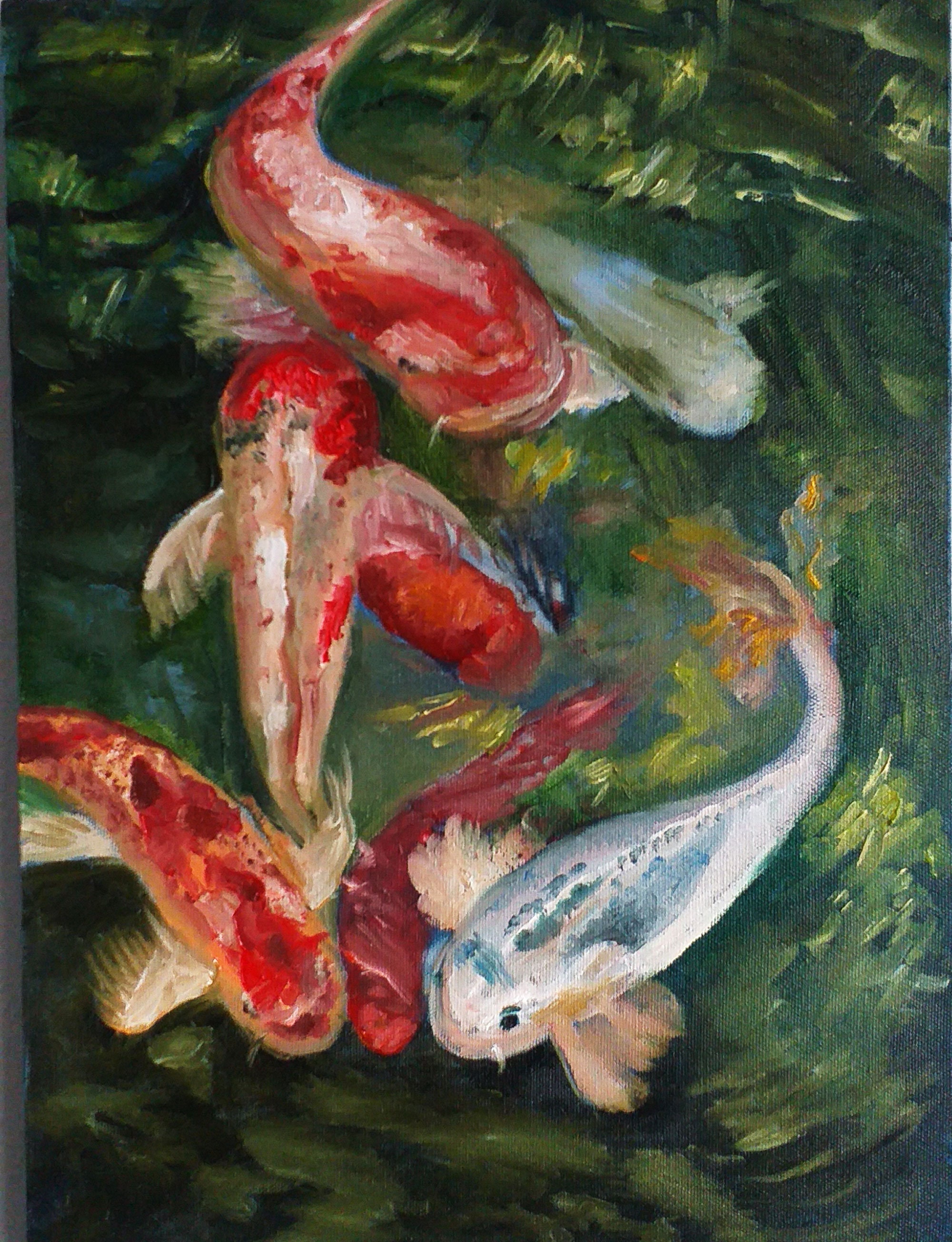 Koi Fish Original Watercolor Painting Zen Wall Art Home Décor