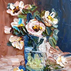 Impasto Poppy Painting: Small Floral Oil Painting, 3.5x4.5 Inches