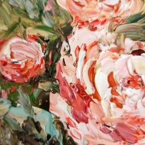 Pink Peony Oil Painting: Impasto Floral Original Art, 6x6 Inches ...