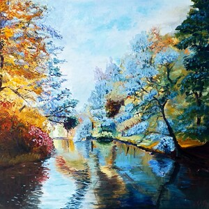 Fall Tree Oil Painting: National Park Landscape Art (20x28 Inches)