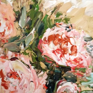 Pink Peony Oil Painting: Impasto Floral Original Art, 6x6 Inches ...