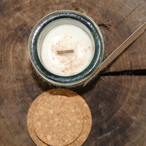 Snickerdoodle Candle | Topped with Organic Cinnamon | Non-Toxic | Eco-Friendly | Wooden Wick | Soy Wax | Recycled Glass Jar | 4oz