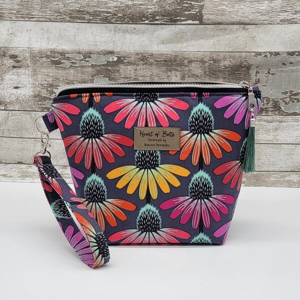 Borsa cosmetica, borsa da viaggio, borsa per il trucco, custodia con cerniera, borsa unica, organizzatore artigianale, regalo di compleanno per la festa della mamma, regalo per lei, regalo per le damigelle d'onore