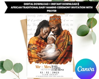 Nigerian Baby Naming Ceremony Invitation Card + Prayer| African Baby Naming Ceremony | African Baby Naming | Naming Day Invite | Canva