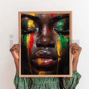 African Tribal Woman Art Print, Unique Ethnic Lady Artwork, Colorful Digital Wall Art, Modern Tribal Decor, Pan-African Art, Digital Product