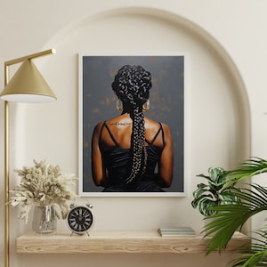 Black Woman Braids Art | Poster Instant Download | Afro Wall Art | House Decor | Black Woman Art | Abstract Art | Black Girl Print