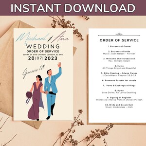 Christian wedding program Template | Church Wedding Program | Order Of Ceremony | Religious Church Ceremony Program | Instant Download|Canva