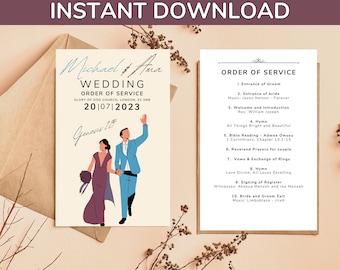 Christian wedding program Template | Church Wedding Program | Order Of Ceremony | Religious Church Ceremony Program | Instant Download|Canva