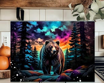 Black Bear Tempered Glass Cutting Board 8x11 or 15x11 Sizes