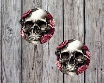 Ceramic Skull and Roses Car Coaster