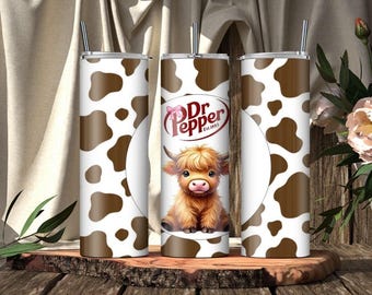 Highland Cow Soda Tumbler: 20oz Stainless Steel