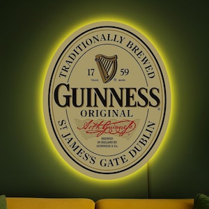 Guinness neon sign, Guinness led sign, Guinness logo, Guinness label sign, Guinness gift, Bar beer sign, Guinness wall art, Guinness decor