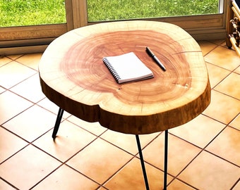 Wood coffee table round, Live edge coffee table round, Modern coffee table round, Slab wood coffee table, Rustic wood coffee table