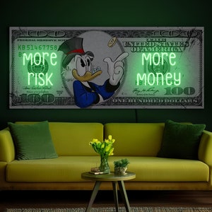 More risk more money neon sign, Dollar neon sign, Money neon sign, Money print pop art artwork, Dollar wall art decor, Money wall art decor