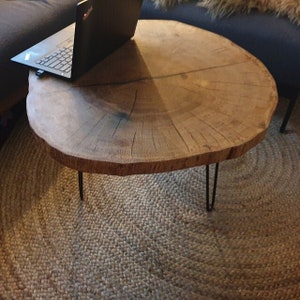 Round coffee table,Mid century coffee table,Wood coffee table,Live edge side table