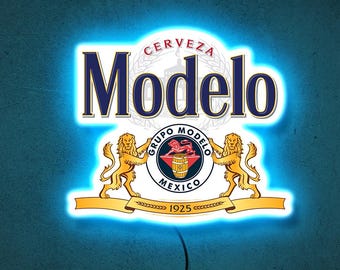 Modelo neon sign, Modelo logo lighted, Modelo beer sign, Bar neon sign art decor, Beer neon sign decor, Pub neon sign, Modelo wall art decor
