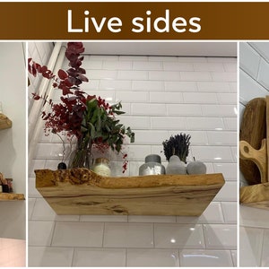 Custom made shelves,Wood wall shelfm,Oak walnut wood shelf,Floating rustic shelves,Kitchen or dinning room shelves,Live edge floating shelf image 4