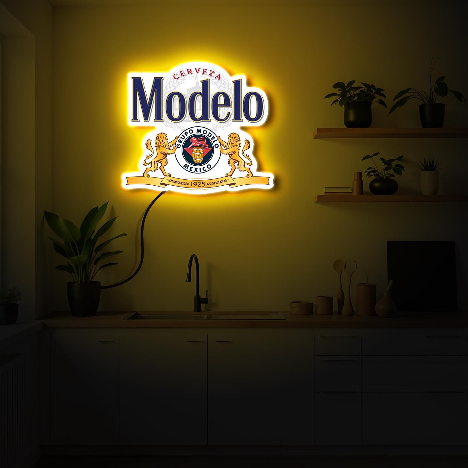 Modelo Neon Sign, Modelo Logo Lighted, Modelo Beer Sign, Bar Neon 
