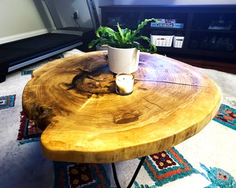 Rustic wood coffee table, Live edge coffee and end tables, Handcrafted coffee table, Wood coffee table round, Custom live edge coffee table