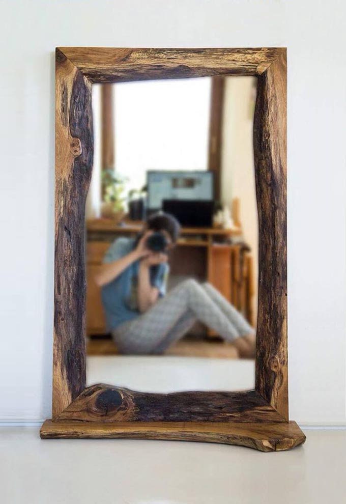 Wooden Mirror Wall Decorwall Mirror Rusticfloor Mirror Etsy