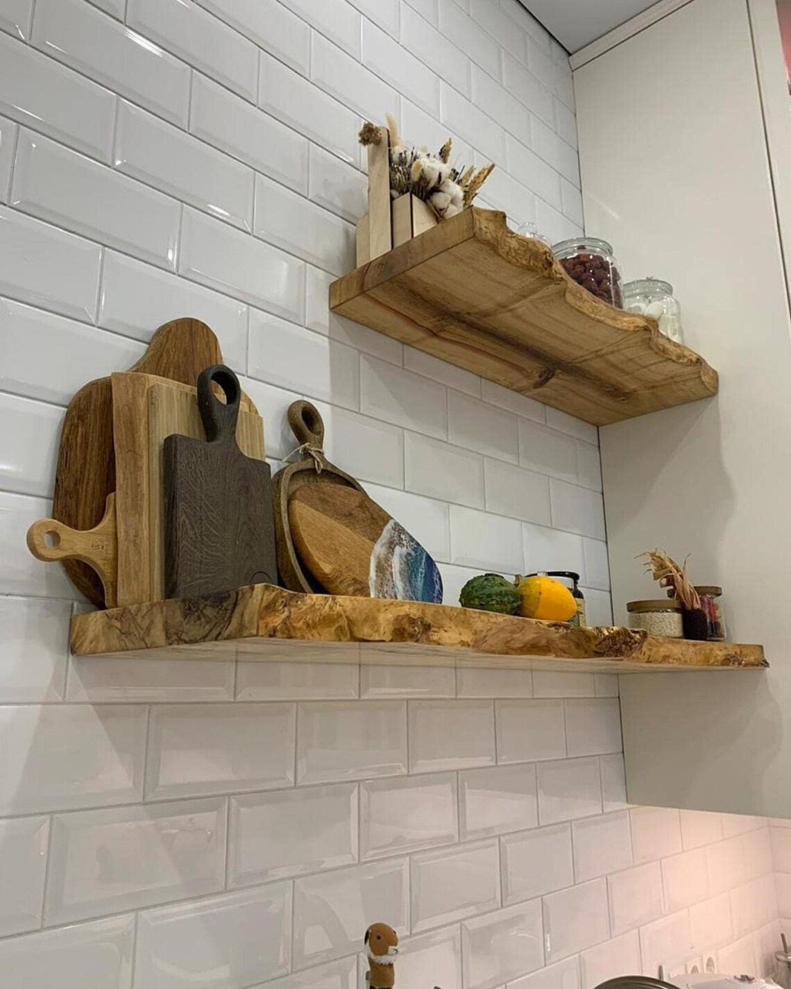 Live Edge Floating Shelf Walnutkitchen Shelvescustom Etsy Australia