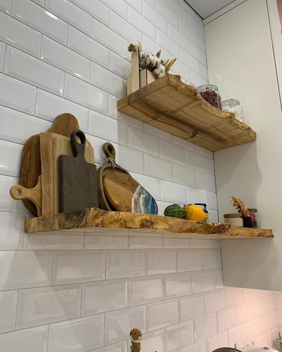 Walnut Floating Shelves, Kitchen Shelf 