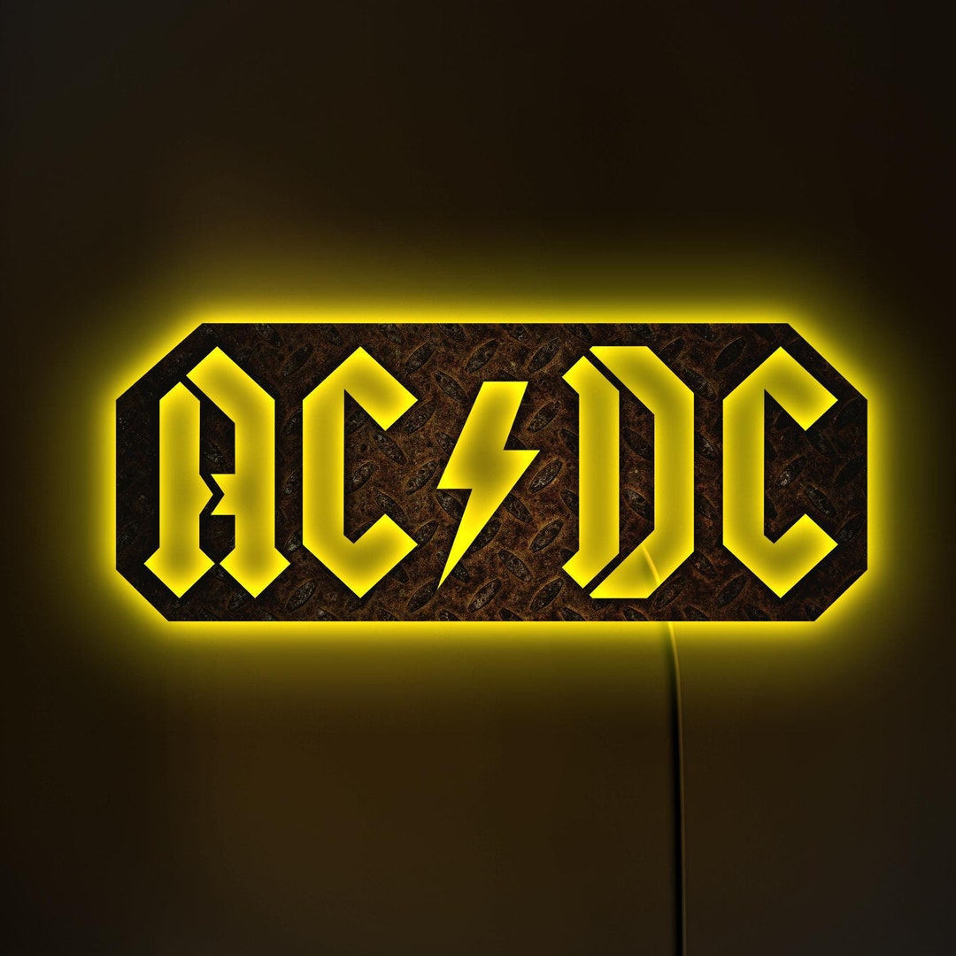 ACDC Led Sign, ACDC Logo Sign, ACDC Neon Sign, Rock Band Neon Sign ...
