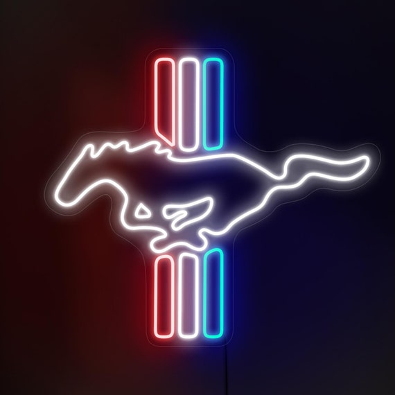 Mustang neon sign, Mustang led sign, Mustang logo, Mustang gift, Garage neon sign, Garage decor, Mustang wall art decor, Mustang light sign