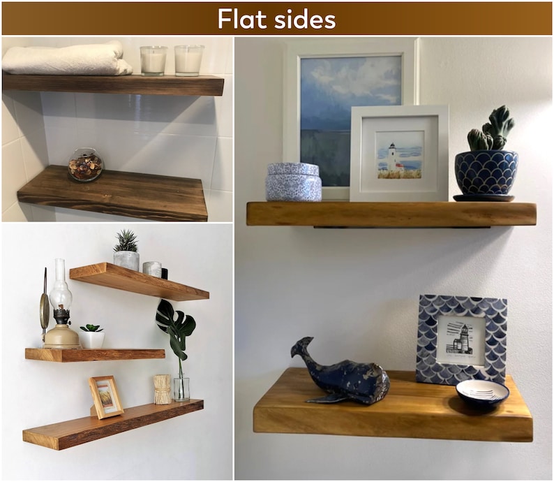 Custom made shelves,Wood wall shelfm,Oak walnut wood shelf,Floating rustic shelves,Kitchen or dinning room shelves,Live edge floating shelf image 3