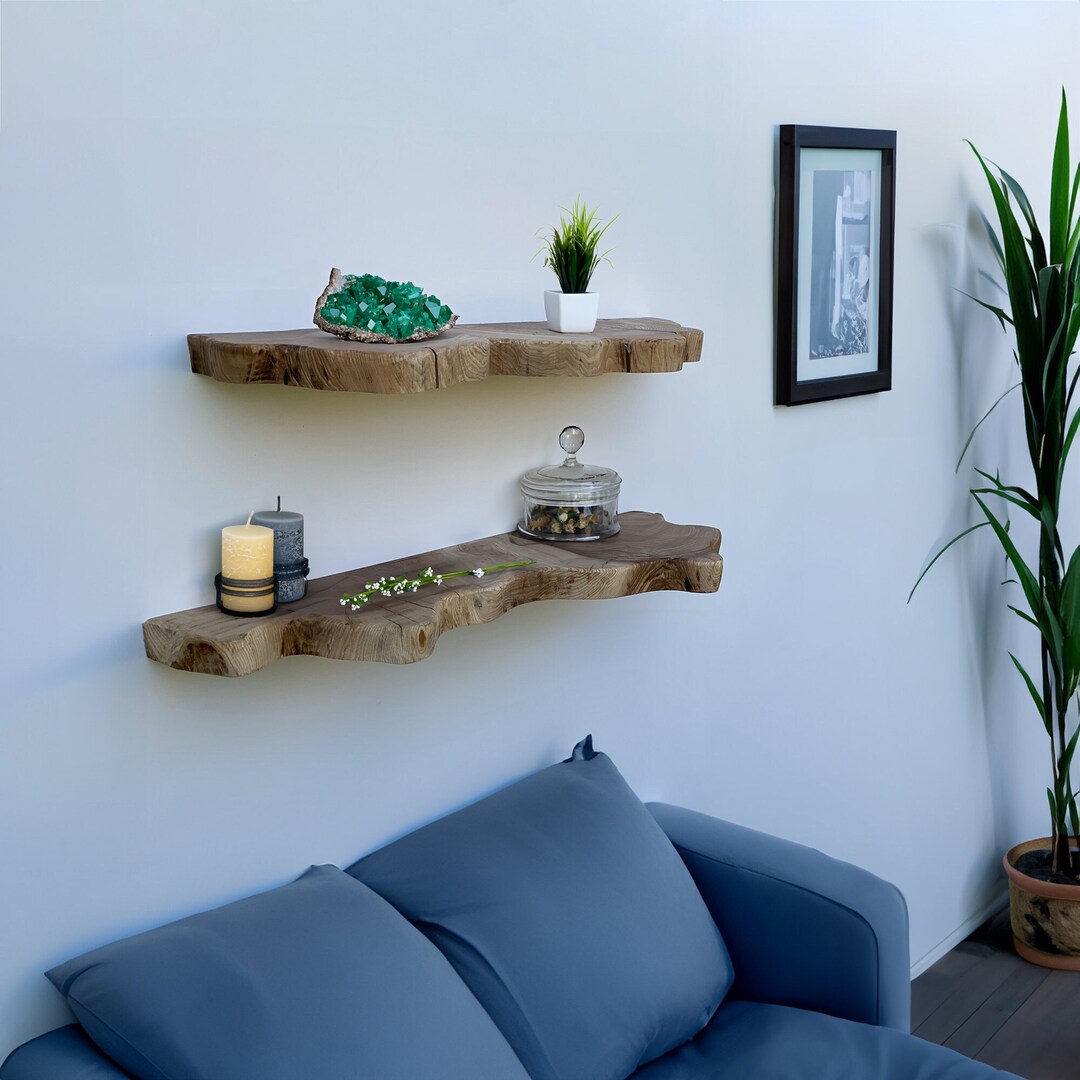 Natural Edge Wood Shelf Modern Live Edge Floating Shelf Raw Etsy