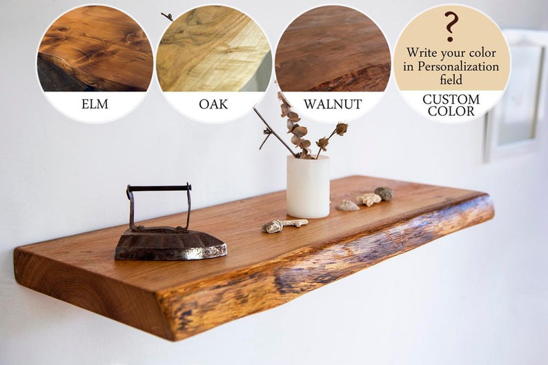 Live edge floating shelf walnutRustic live edge floating Etsy