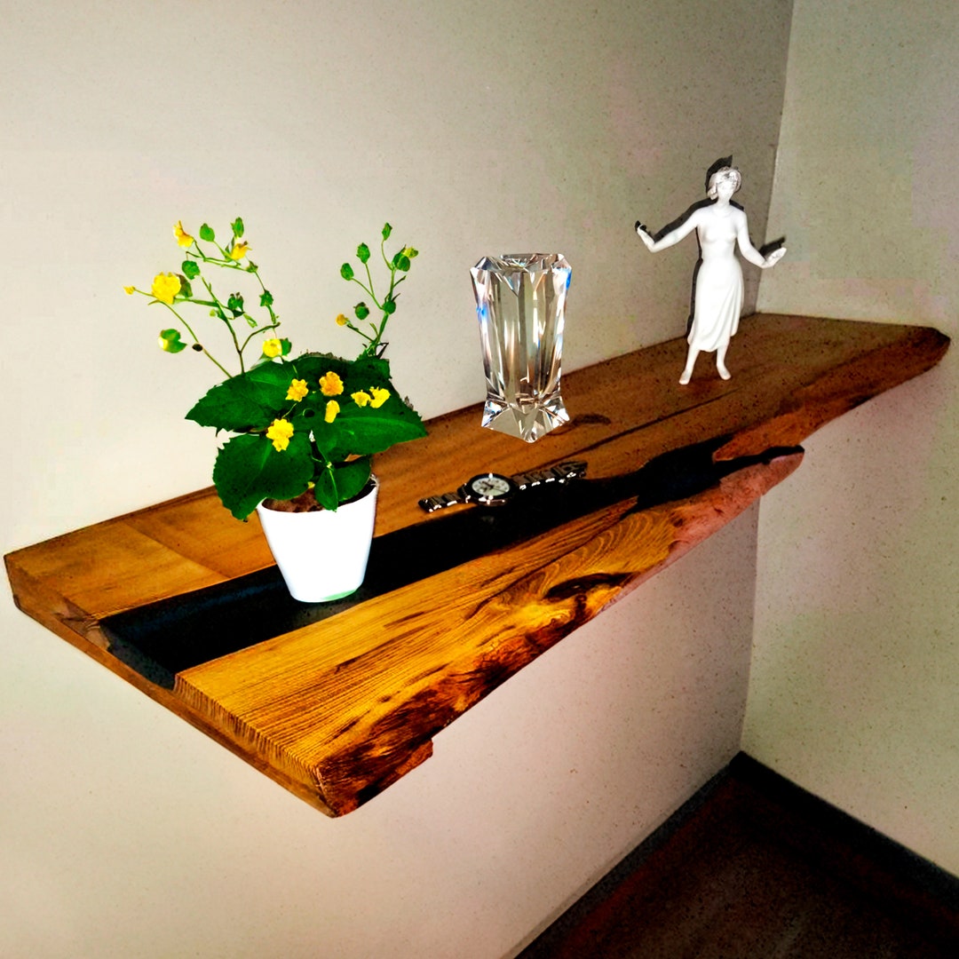 Rustic Live Edge Floating Shelves, Farmhouse Shelf Decor, Raw Edge