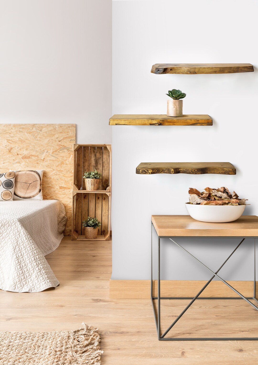 Floating Wood Shelves Living Room Live Edge Floating Shelves Etsy