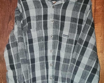 Vintage Harley Davidson large grey and black cotton y2k flannel