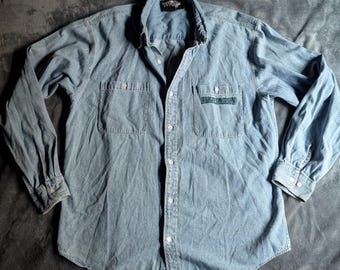 baby blue Harley Davidson XL button down vintage long sleeve blouse w/embroidered logo