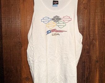 95 santa maria harley davidson white mens tank XL