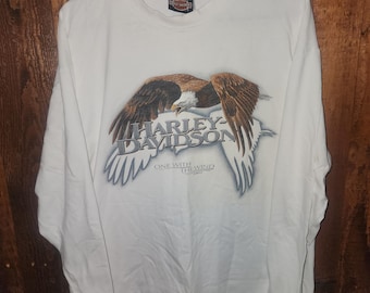 90s/96 Harley Davidson XL WHITE - one with the wind/ VTG longsleeve